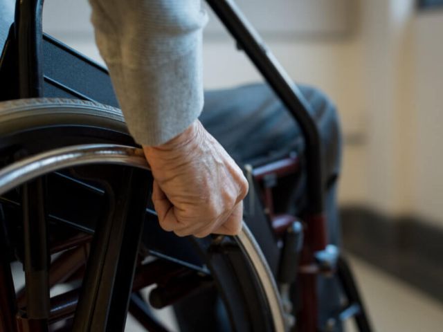 Senior sitting in a wheelchair