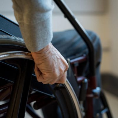 Senior sitting in a wheelchair